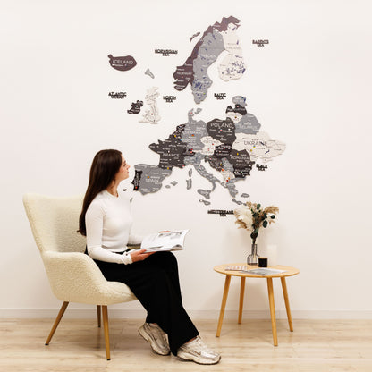 3D Europe Wooden Map Nordik