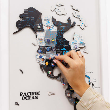 Triptych Wall Art - Wooden World Map (Nordik)