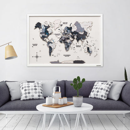 3D Wooden Panel World Map - Nordik