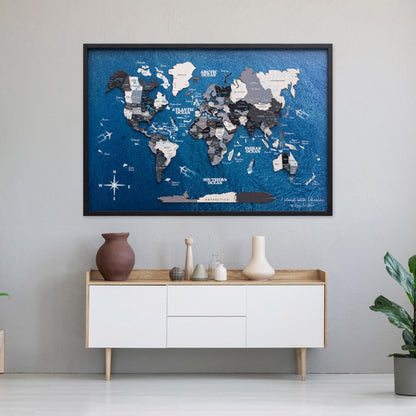 3D Wooden Panel World Map - Nordik