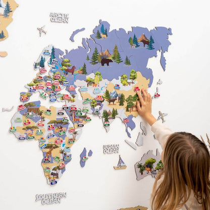 Nursery World Map Indigo