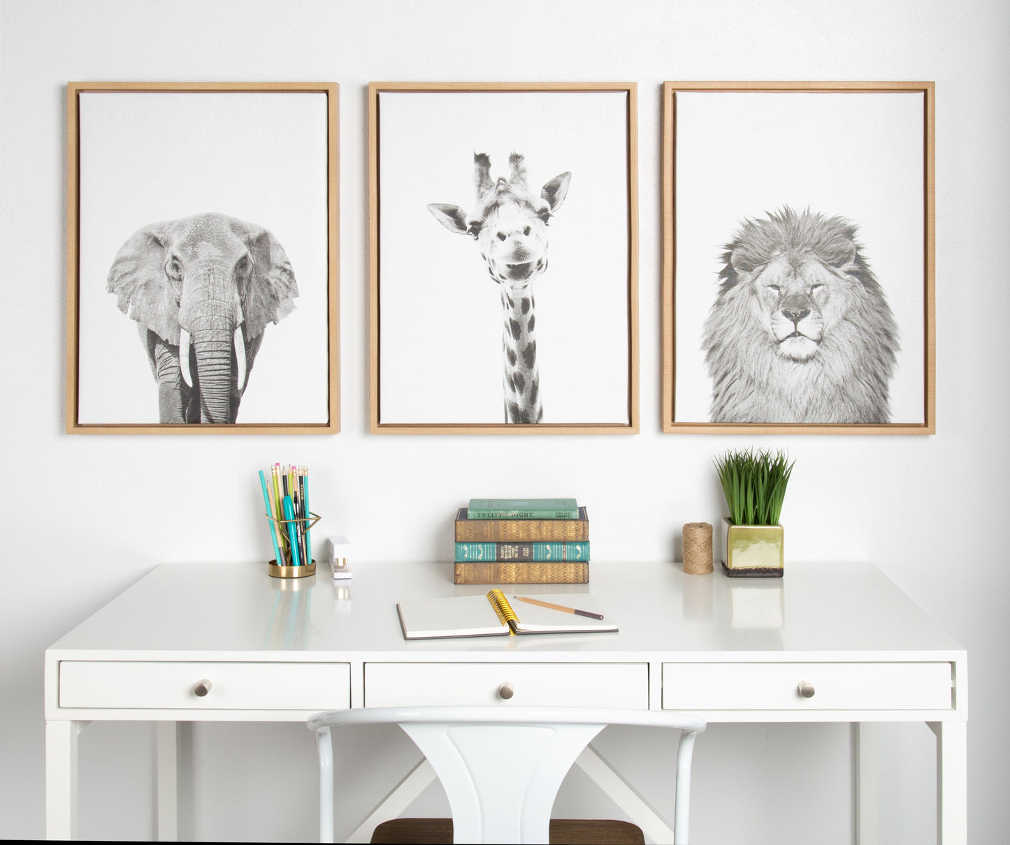 Sylvie Giraffe Framed Canvas by Simon Te of Tai Prints
