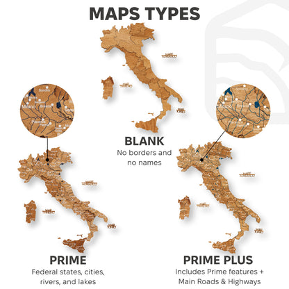 Wooden Map of Italy – Oak