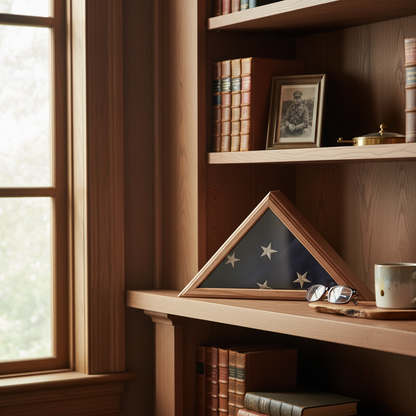 Navy display case for 3ft x 5ft Flag Oak