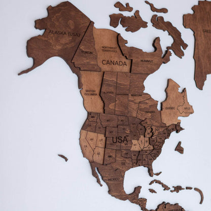 3D Wooden World Map Oak (for US only)