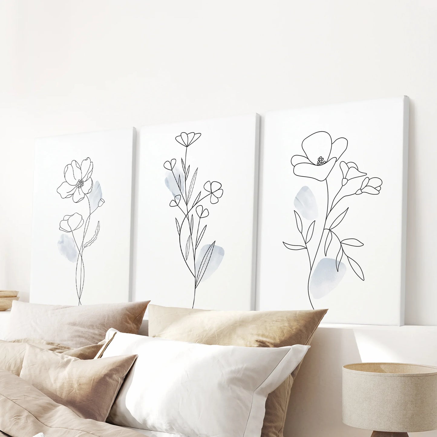 Black and White Botanical Prints. Modern Minimalist Line Art