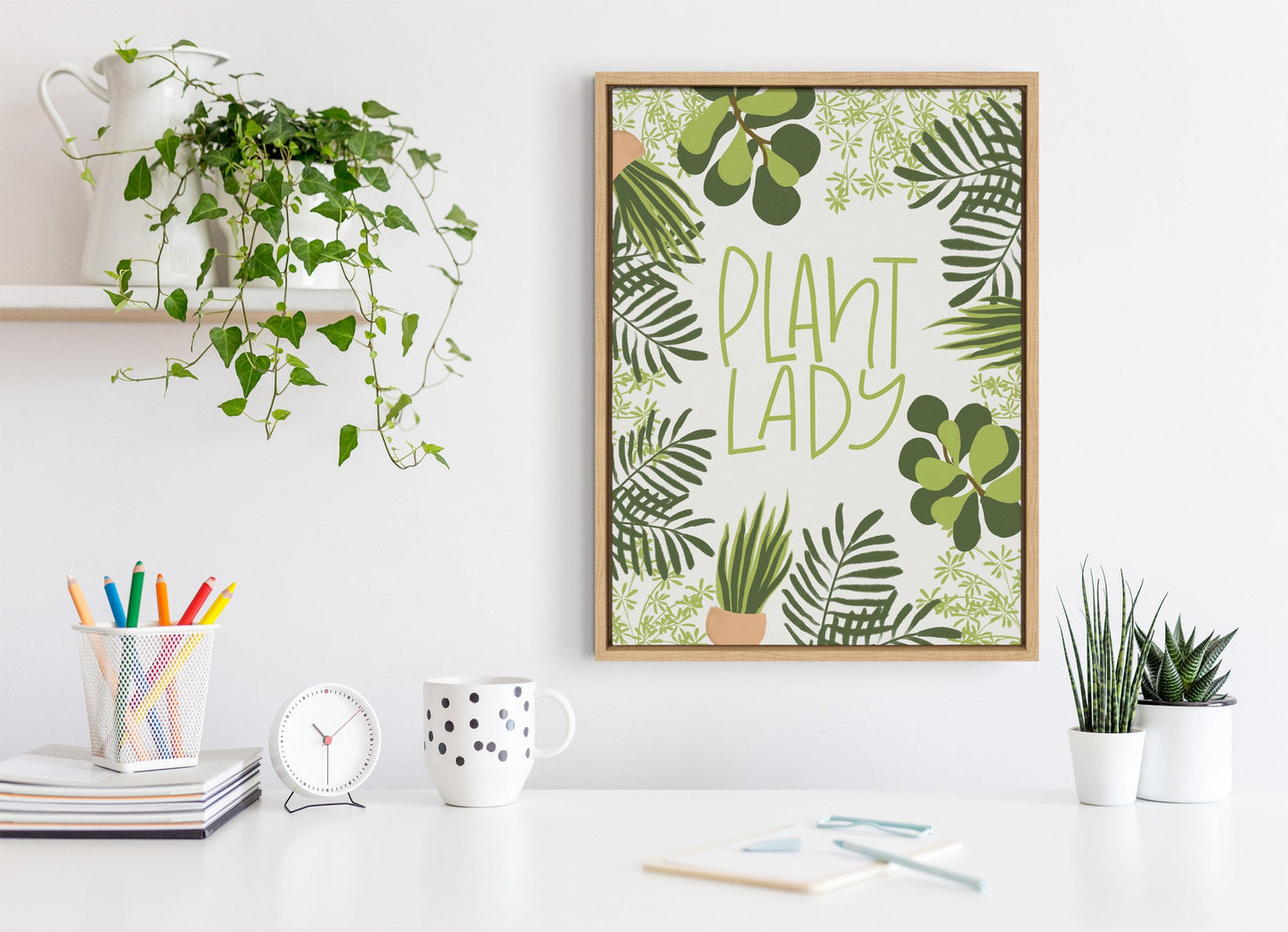 Sylvie Plant Lady Framed Canvas by Jenn Van Wyk of Jenn Pens it All