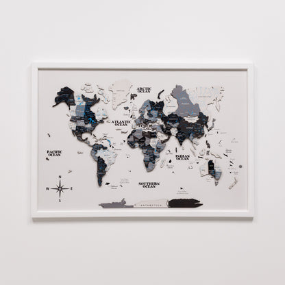 3D Wooden Panel World Map - Nordik