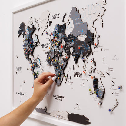 3D Wooden Panel World Map - Nordik