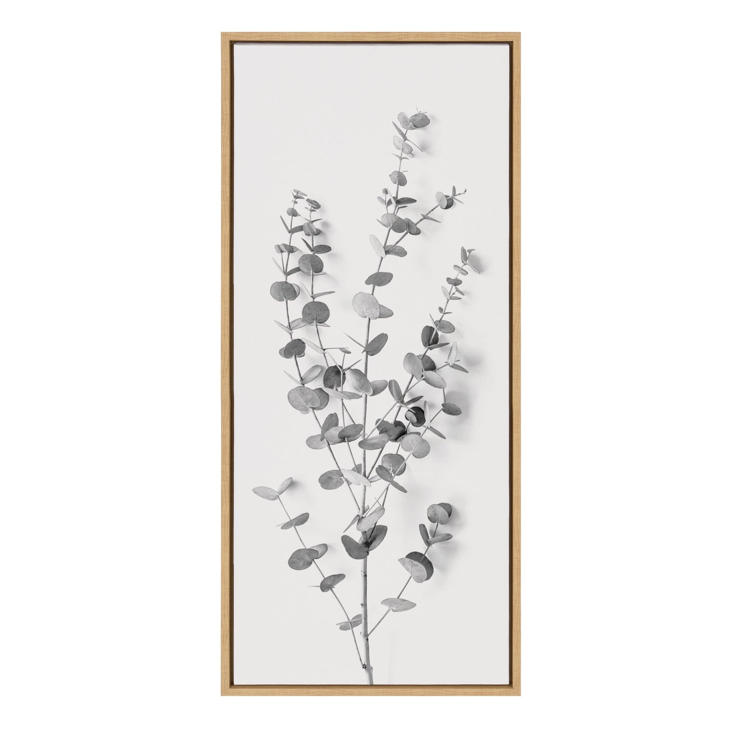 Sylvie Eucalyptus Botanical I Gray and Soft White Framed Canvas by The Creative Bunch Studio