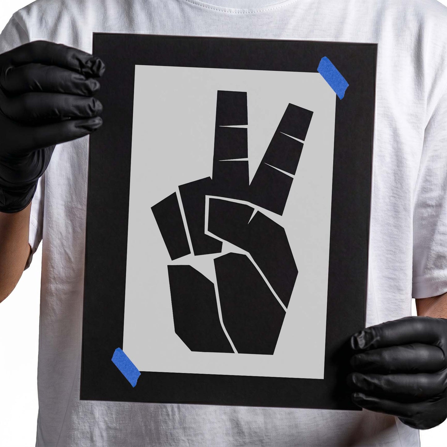 Peace Sign Hand Stencil