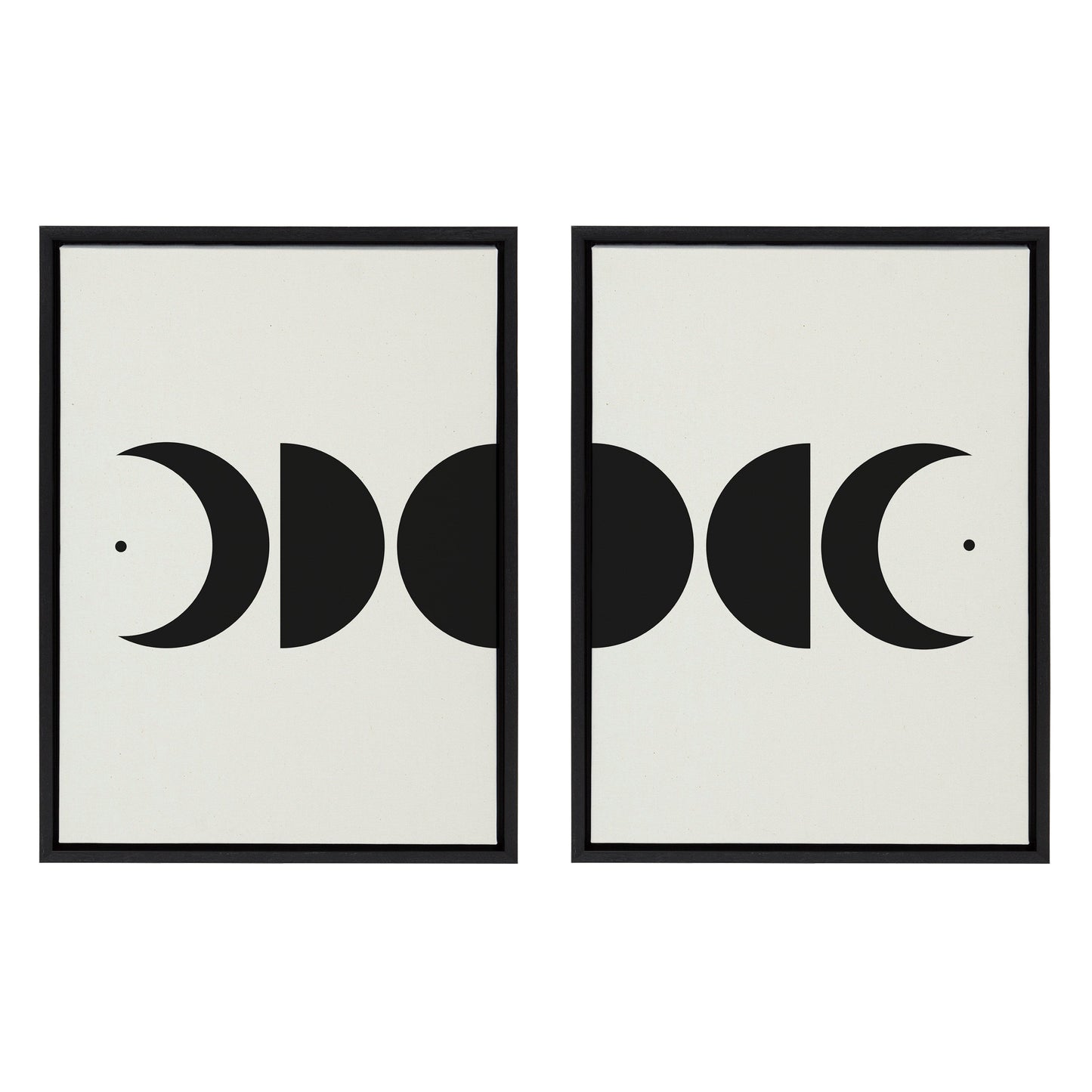 Sylvie Modern Geometric Moon Phases Framed Canvas Set by The Creative Bunch Studio