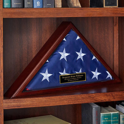 Personalized Memorial Military Flag Case - Solid Cherry Hardwood Made in USA