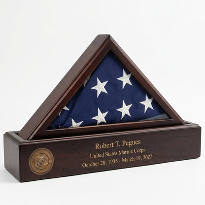 Flag and Personalized Pedestal Display Case - for 5x9.5 Capitol Flag