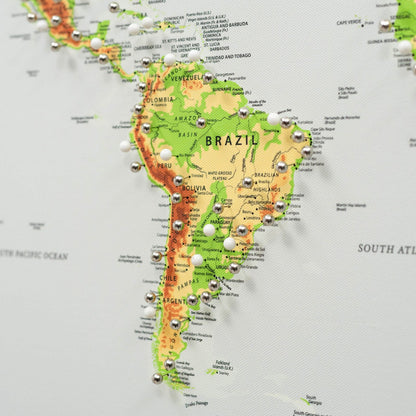 World Map on Canvas - Physical