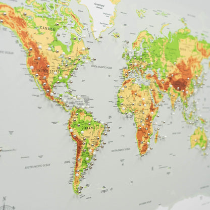 World Map on Canvas - Physical