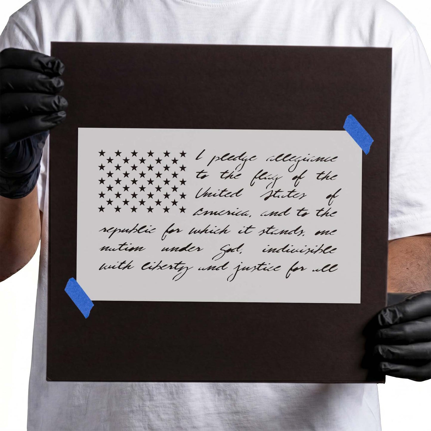 Pledge of Allegiance American Flag Stencil