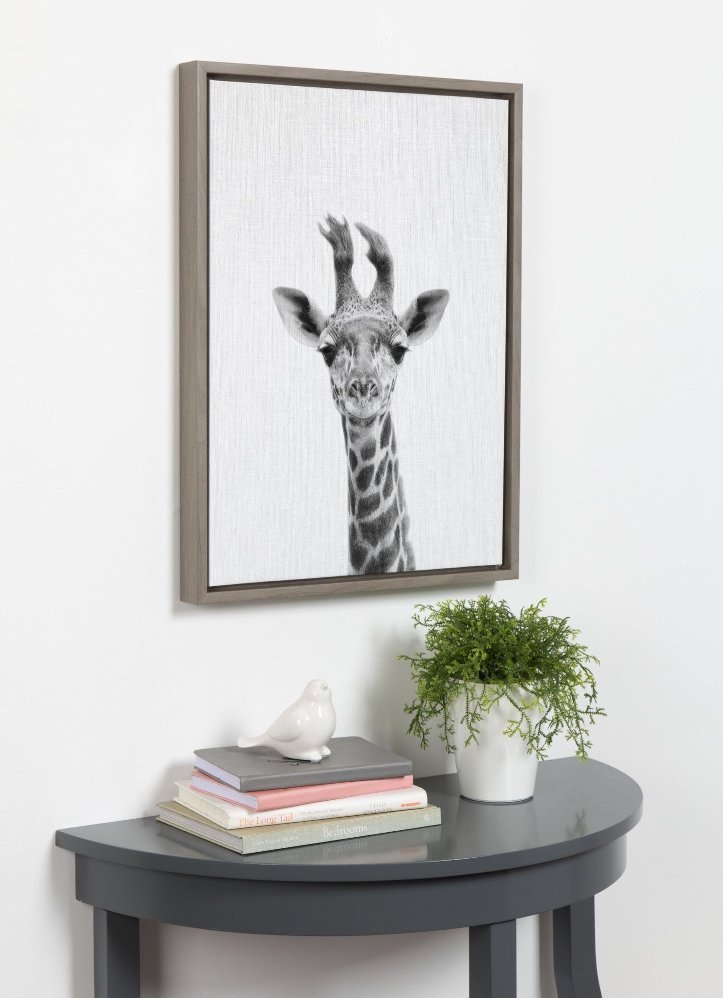 Sylvie Baby Giraffe Framed Canvas Wall Art by Simon Te Tai