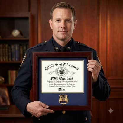 United States Police Officer Certificate of Achievement Frame with Medallion - 8 x 10 inch