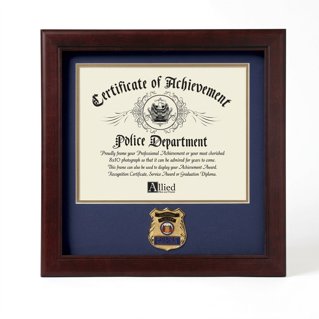 United States Police Officer Certificate of Achievement Frame with Medallion - 8 x 10 inch