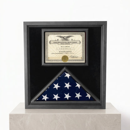 Retirement Flag Display Case - Military Retirement Gift (Black Case)