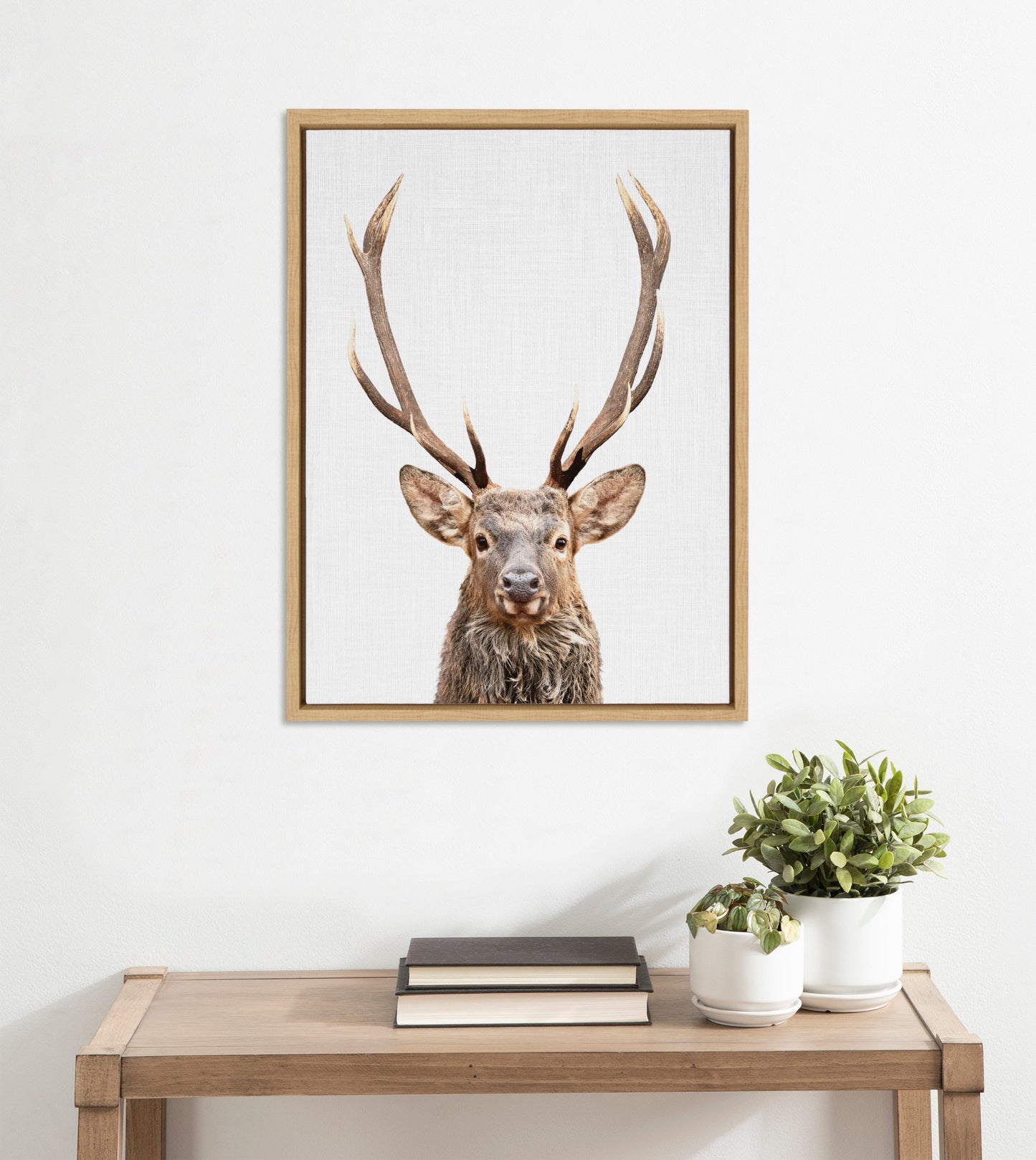 Sylvie The Red Deer Color Framed Canvas by Simon Te of Tai Prints