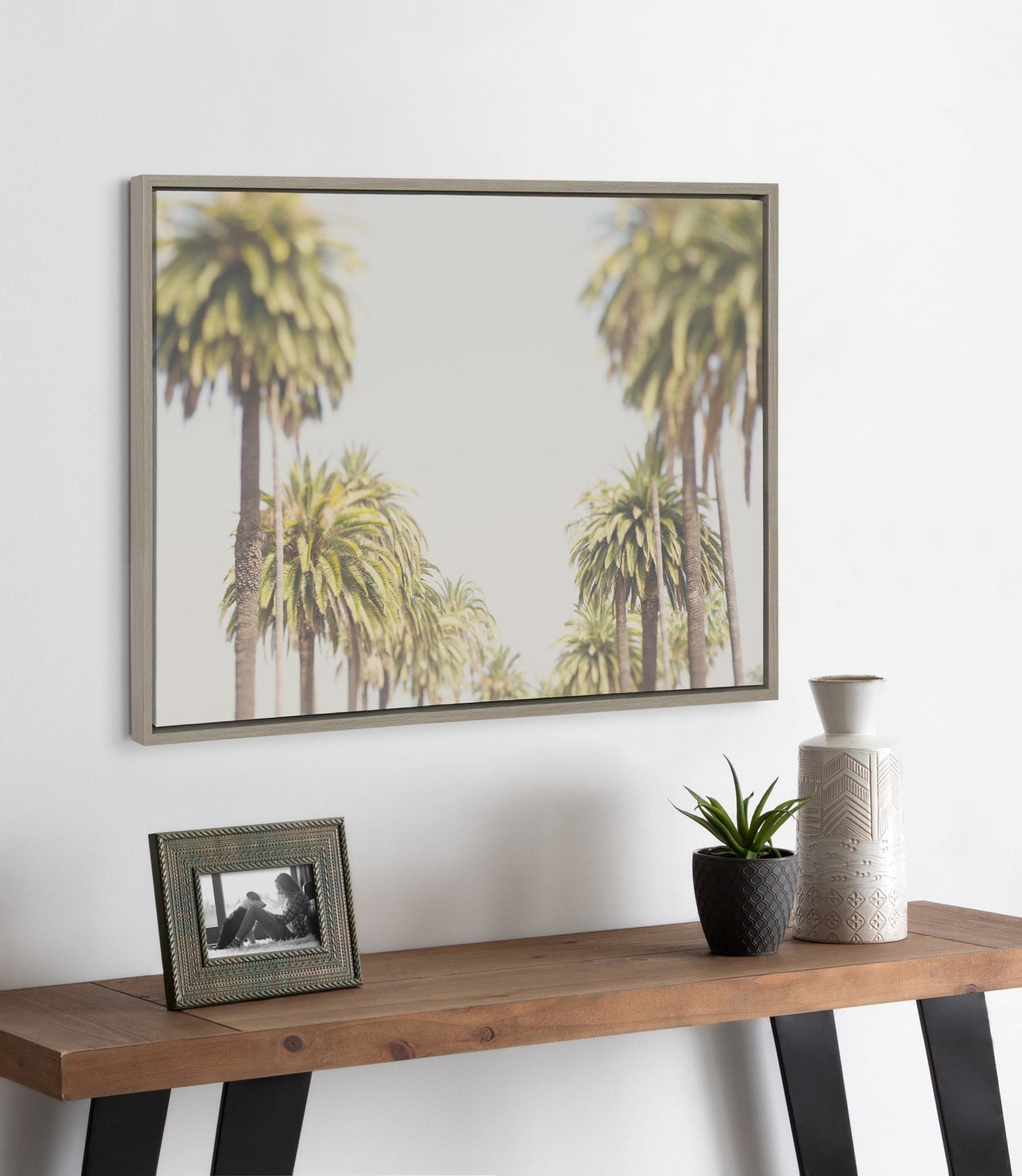 Sylvie LA California Palm Trees Framed Canvas by Laura Evans