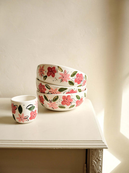 Hand-Painted Floral Salad Bowl - Unique Porcelain Design