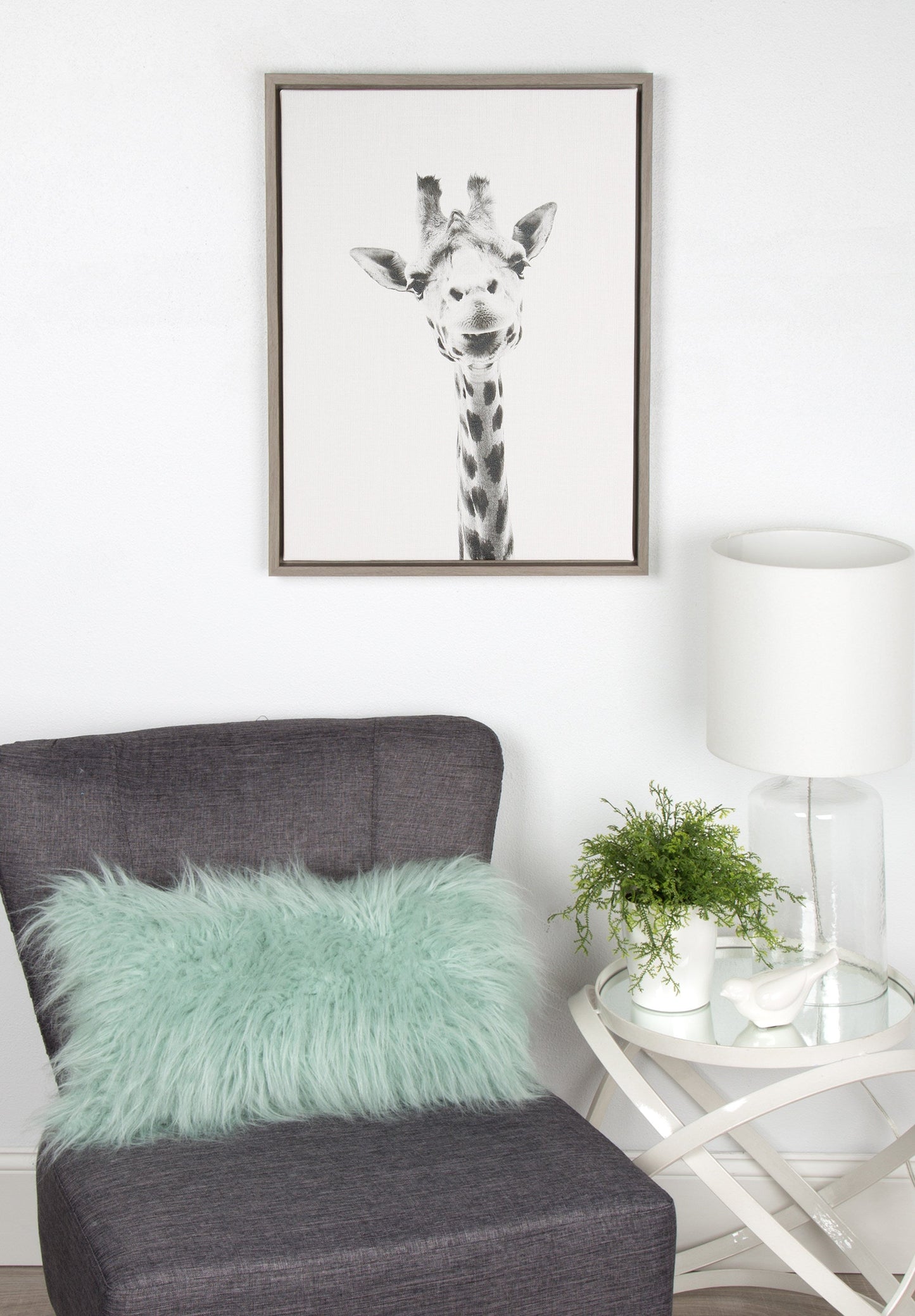 Sylvie Giraffe Framed Canvas by Simon Te of Tai Prints