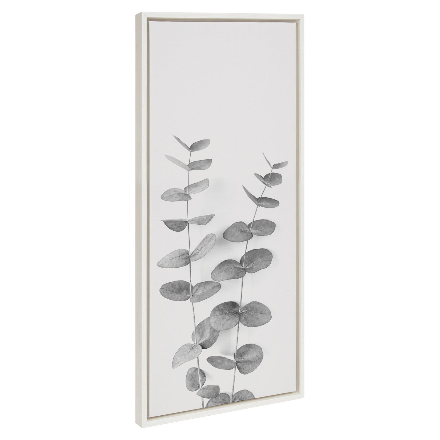 Sylvie Eucalyptus Botanical II Gray and Soft White Framed Canvas by The Creative Bunch Studio