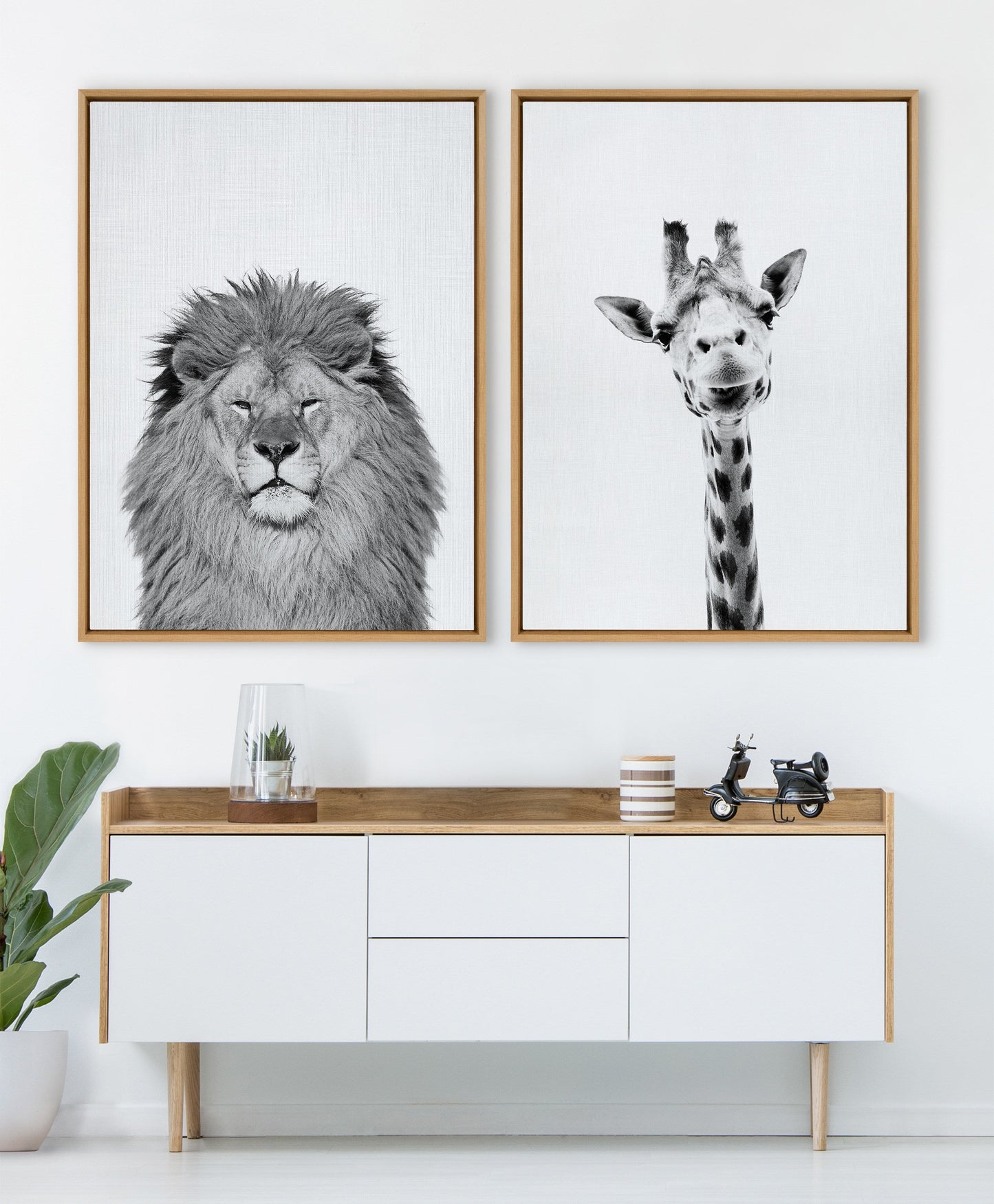 Sylvie Giraffe Framed Canvas by Simon Te of Tai Prints