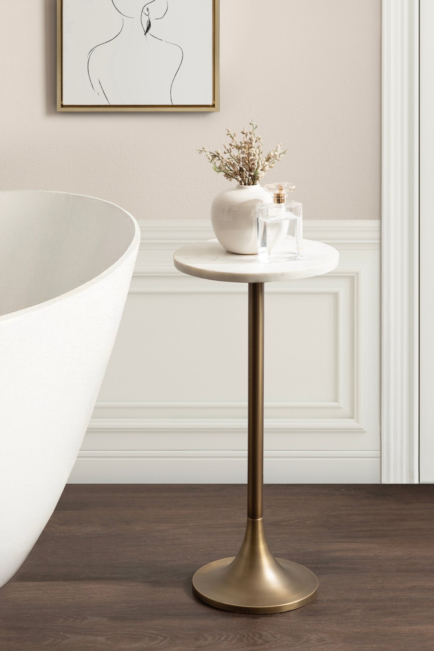 Baronet Round Marble and Metal Table