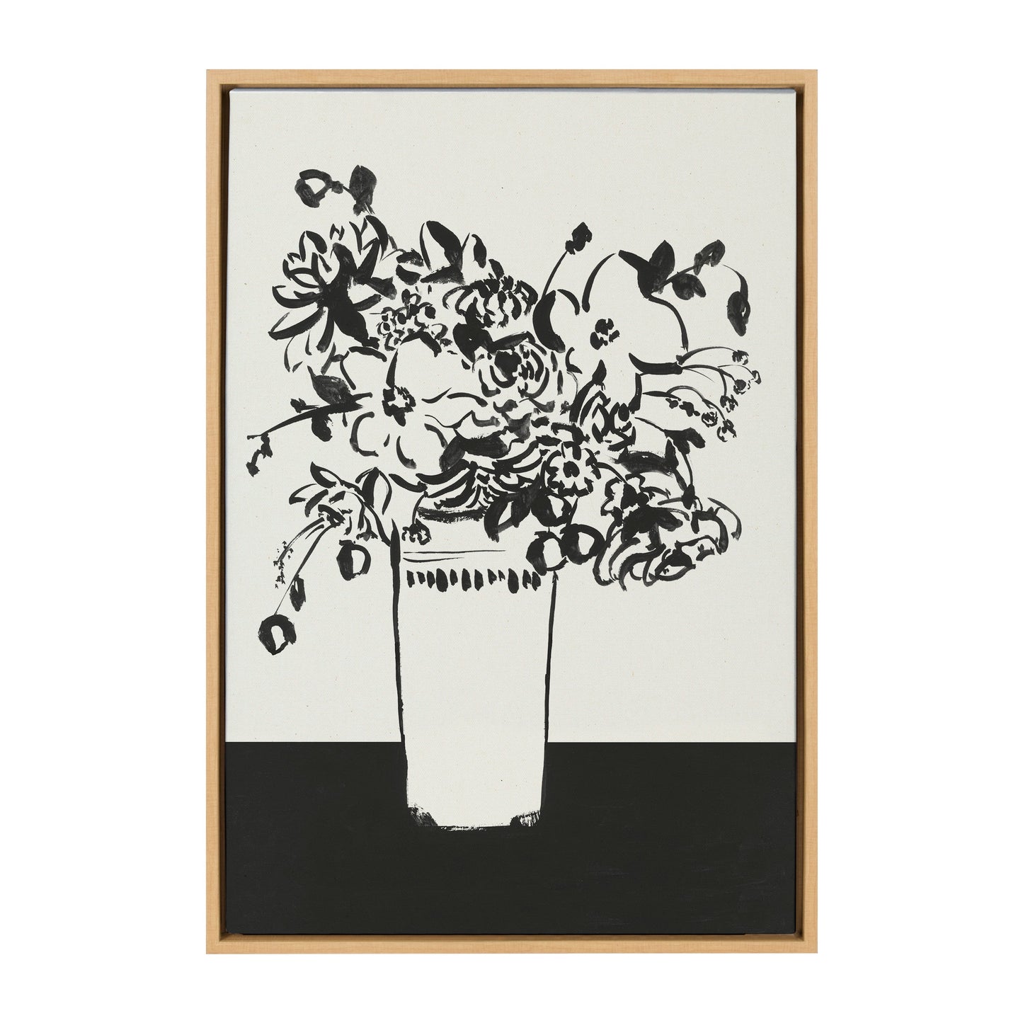 Sylvie 1043 Black and White Vase Framed Canvas by Teju Reval of SnazzyHues