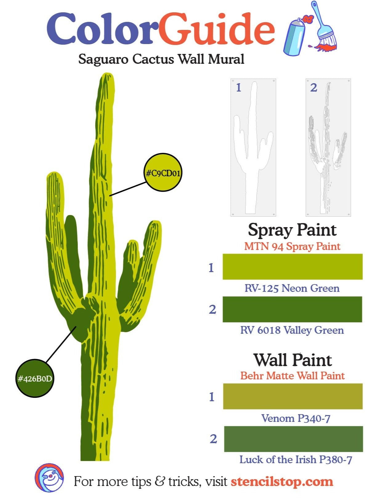 Saguaro National Park Wall Mural Stencil Set