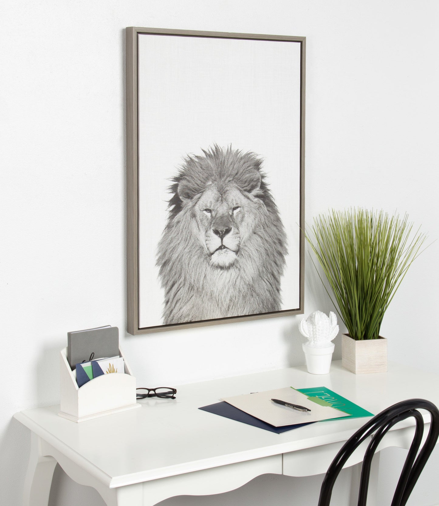 Sylvie Lion Framed Canvas by Simon Te Tai