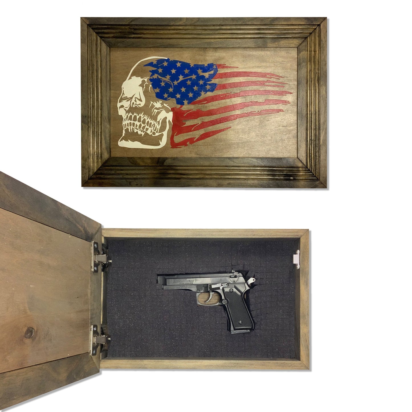 American Flag & Skull Hidden Gun Safe Concealed Furniture Quick Access