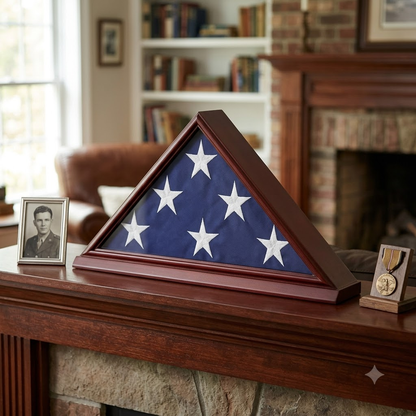 Solid Wood Elegant 5 x 9.5' Flag Display Case for Burial/Funeral/Veteran Flag
