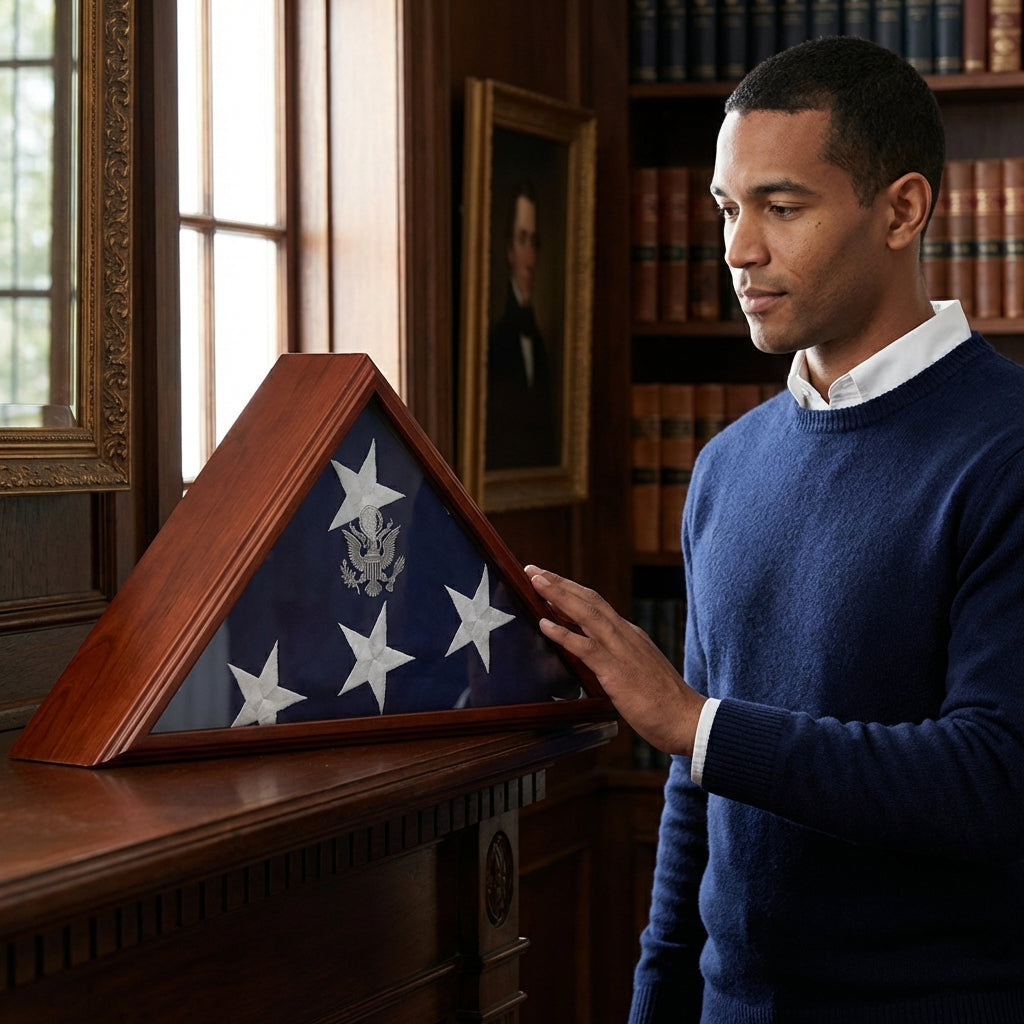 American Laser Engraved Flag Case - Engraved Emblem