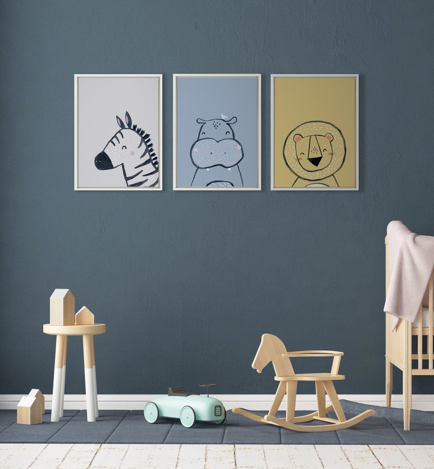 Sylvie Inky Hippo Framed Canvas by Lauradidthis
