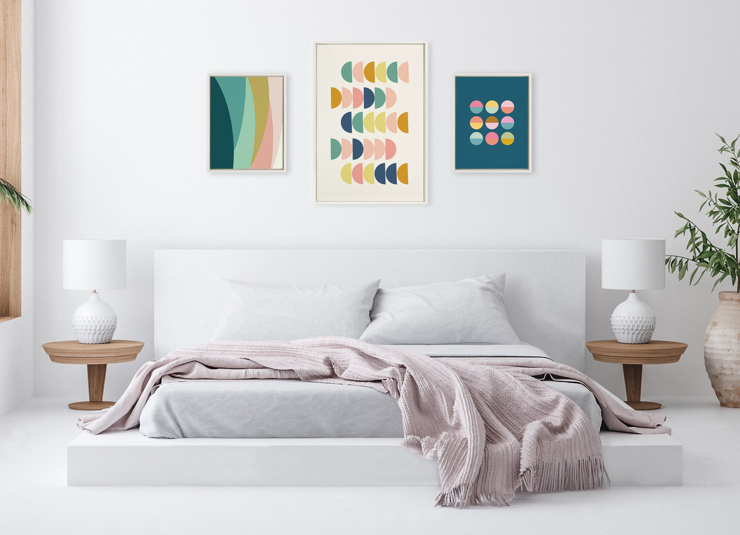 Sylvie Abstract Shapes Framed Canvas Set by Apricot and Birch