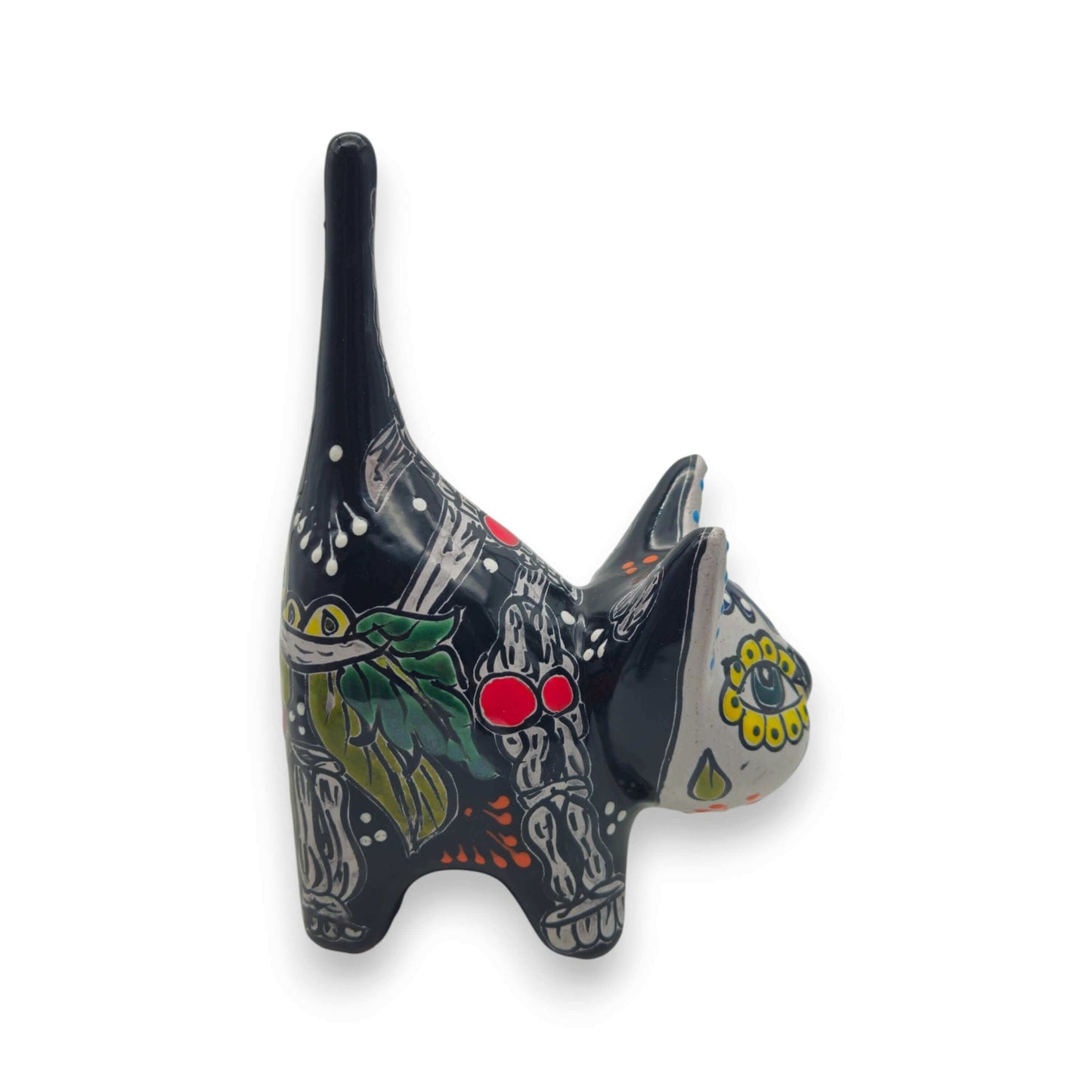 Talavera Cat Figurine | Day of the Dead Handmade Art