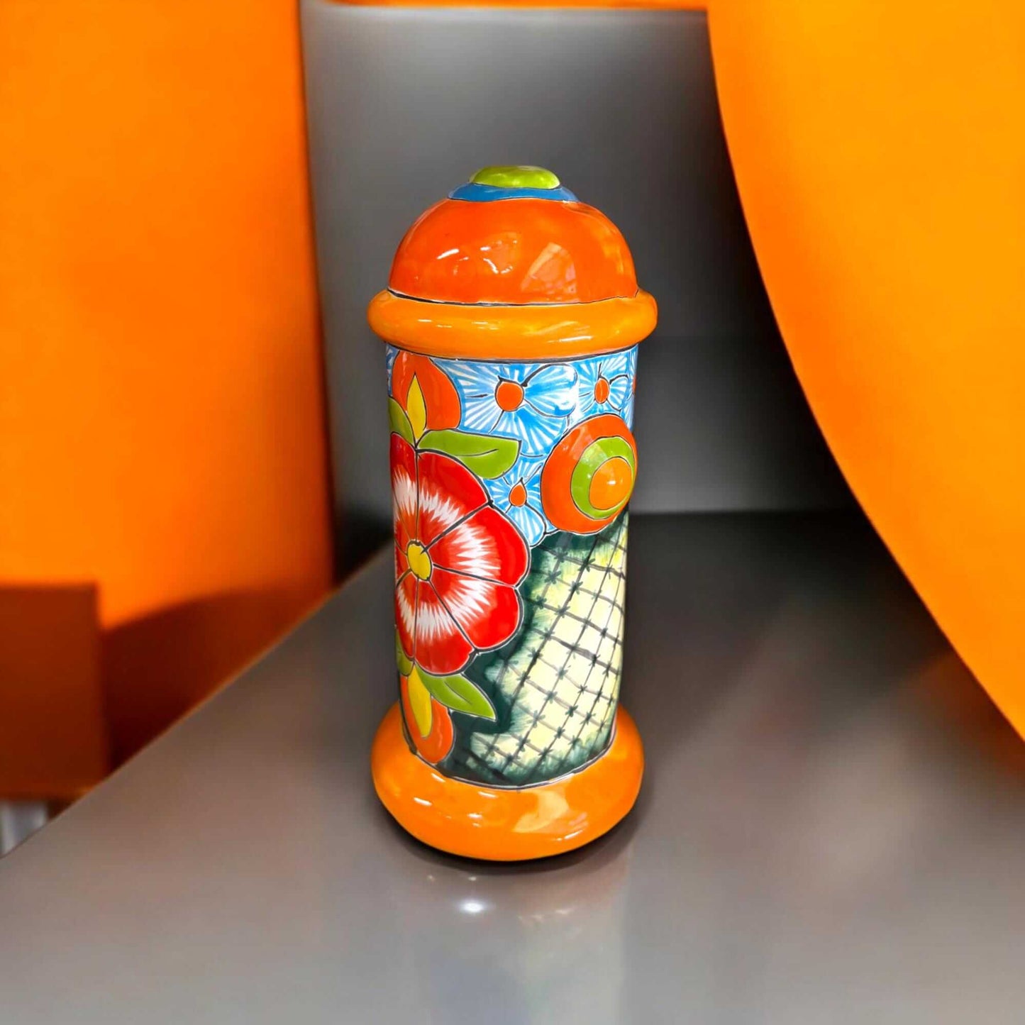 Talavera Fire Hydrant Statue | Hand-Painted Mexican Decor