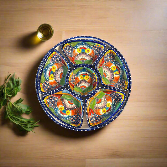 Talavera Sectional Appetizer Tray | Mexican Hand-Painted Pottery