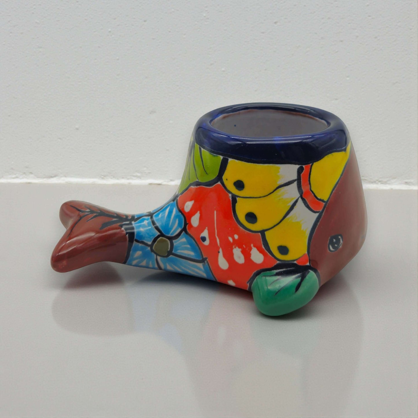 Small Talavera Whale Planter | Colorful Mexican Animal Pot