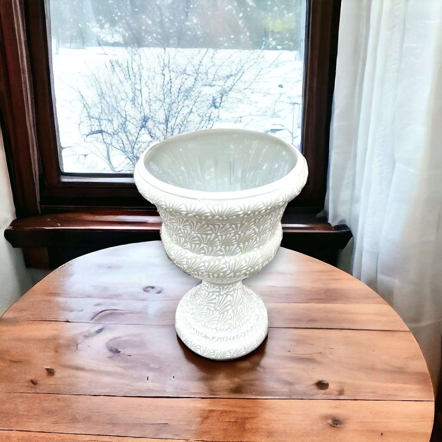 Talavera White Flower Pot | Handmade Mexican Ceramic Planter