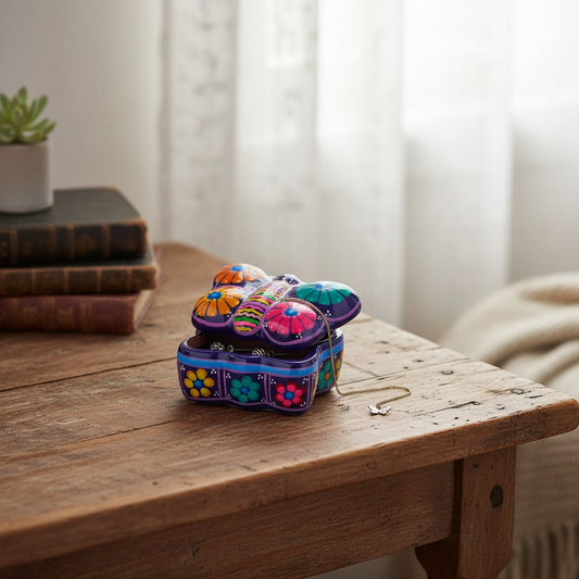 Guerrero Butterfly Jewelry Box | Mexican Ceramic Earring Holder