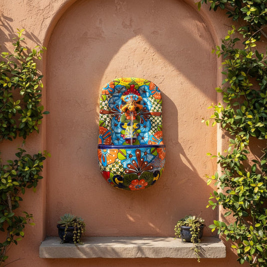 Talavera Wall Fountain | Handmade Mexican Ceramic Water Feature