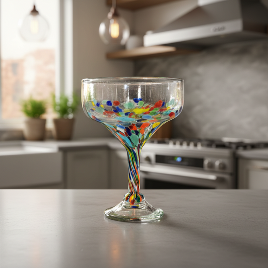 Confetti Hand-Blown Margarita Glass | Mexican Artisan Barware