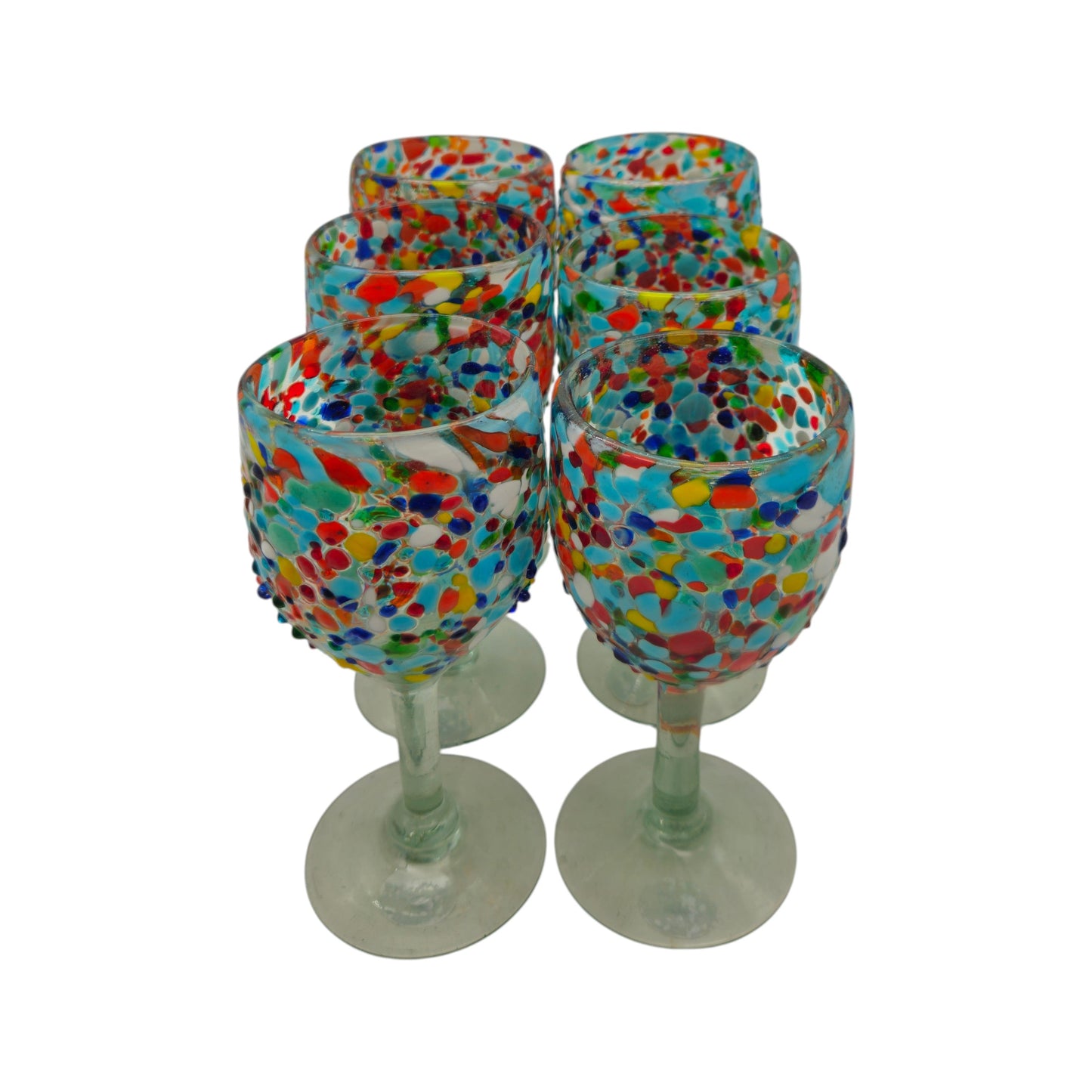 Mexican Confetti Rock Wine Glass | Hand-Blown Confetti Design