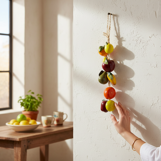 Hand-Painted Mexican Fruit Garland | Colorful Hanging Fruit Wall Art